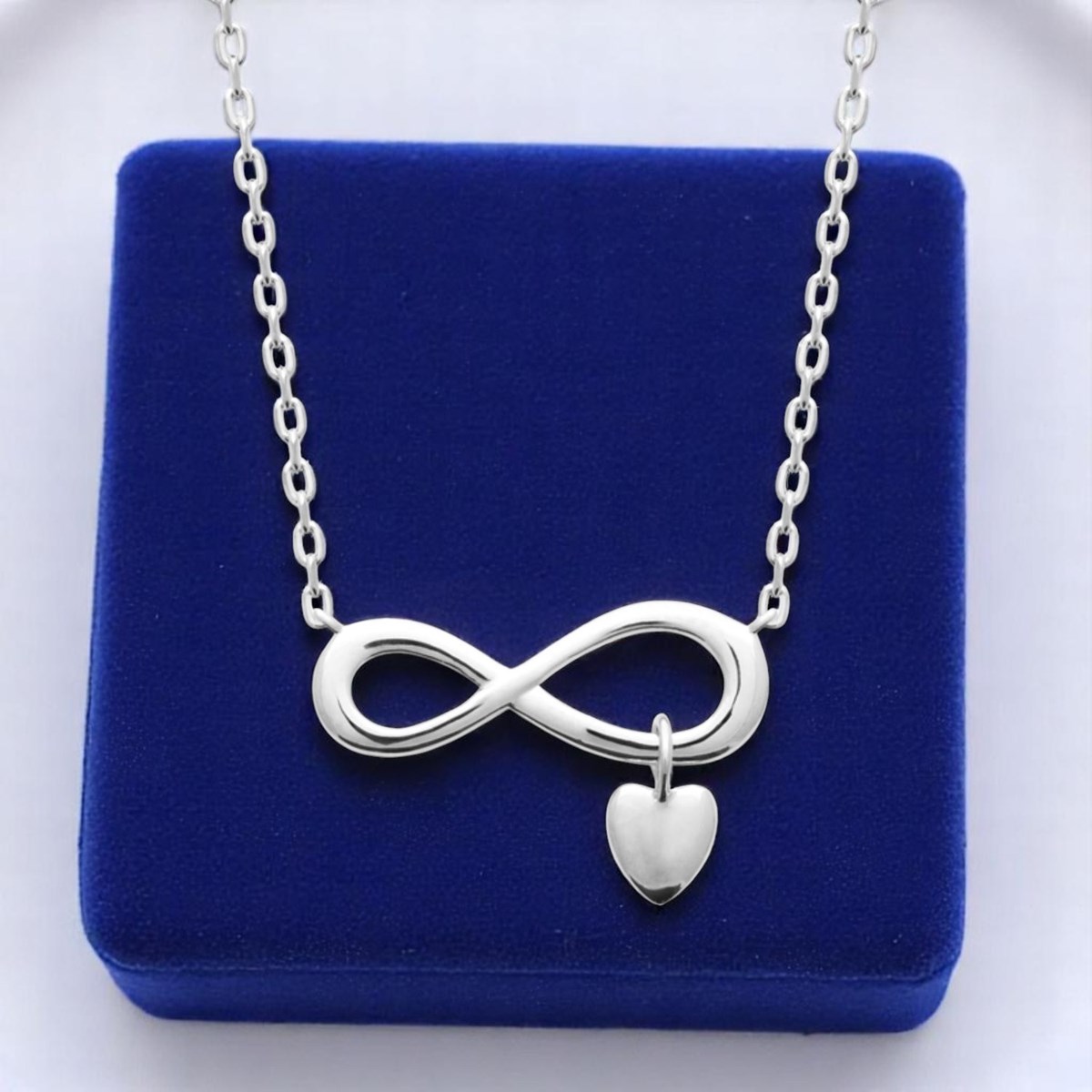 Collier infini coeur pendant Argent 925 Rhodié - vue 4