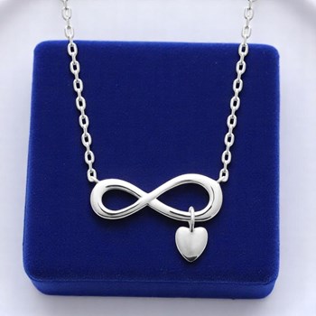 Collier infini coeur pendant Argent 925 Rhodié