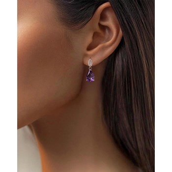 Boucles d'Oreilles Sophia Argent 925, Améthyste et Diamants | ADEN Bijou Haute Joaillerie