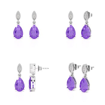 Boucles d'Oreilles Sophia Argent 925, Améthyste et Diamants | ADEN Bijou Haute Joaillerie
