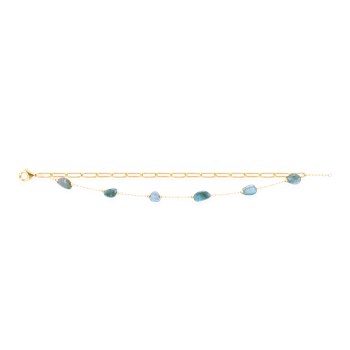 Bracelet en acier plaqué jaune avec apatites turquoises