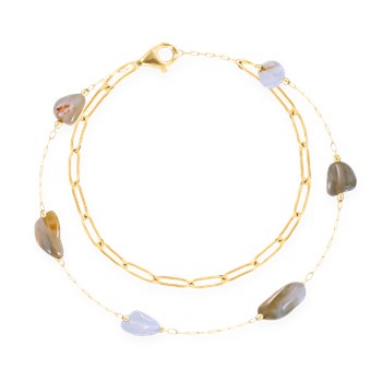 Bracelet en acier plaqué jaune avec agates