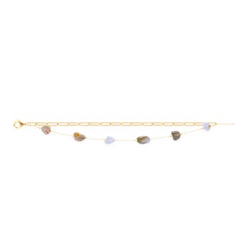 Bracelet en acier plaqué jaune avec agates