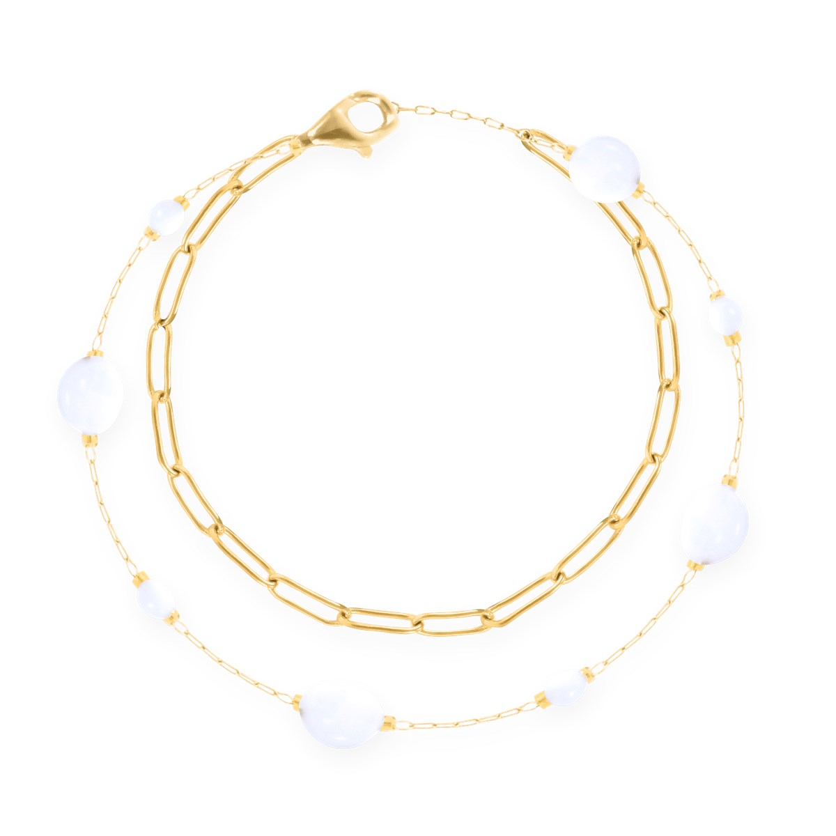 Bracelet en acier plaqué jaune et coquillage