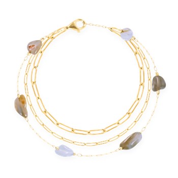 Bracelet en acier plaqué jaune avec agates