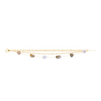 Bracelet en acier plaqué jaune avec agates