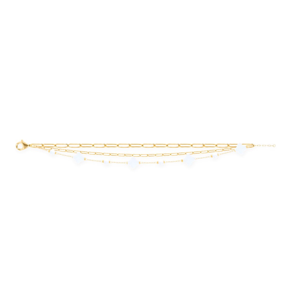 Bracelet en acier plaqué jaune et coquillage - vue 2