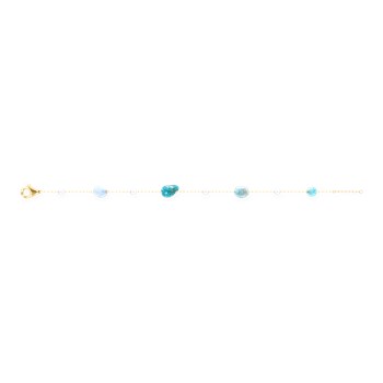 Bracelet en acier plaqué jaune avec apatites turquoises