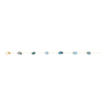 Bracelet en acier plaqué jaune avec apatites turquoises
