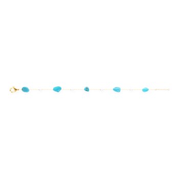 Bracelet en acier plaqué jaune avec apatites turquoises