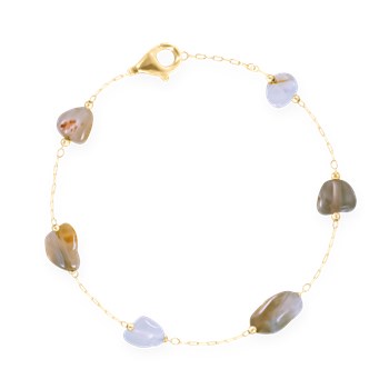 Bracelet en acier plaqué jaune avec agates