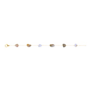 Bracelet en acier plaqué jaune avec agates