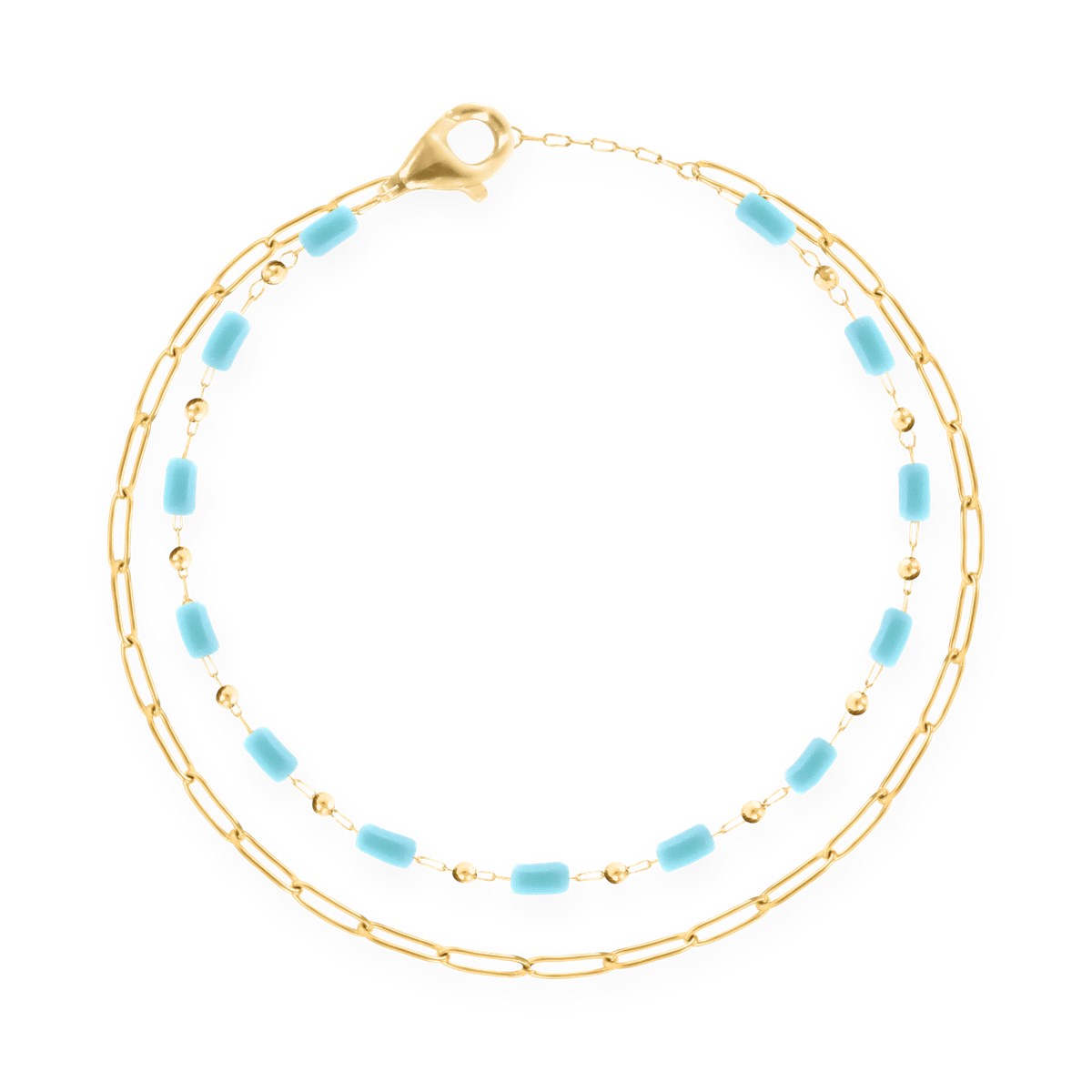 Bracelet en acier plaqué jaune avec pierres en résine