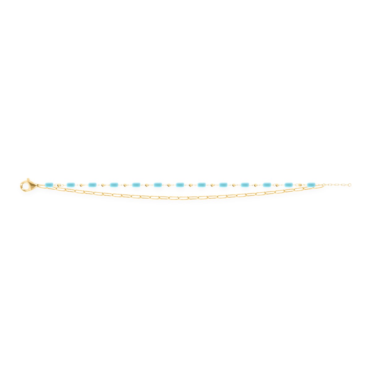 Bracelet en acier plaqué jaune avec pierres en résine - vue 2