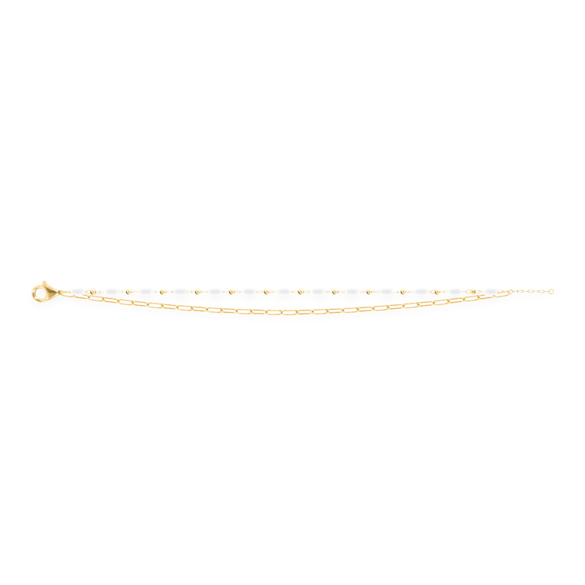 Bracelet en acier plaqué jaune avec pierres en résine - vue 2