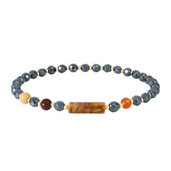 Bracelet en acier plaqué jaune avec pierre naturelle Agate
