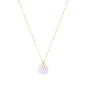 Collier en acier plaqué jaune avec pierres naturelles