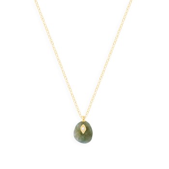 Collier en acier plaqué jaune avec pierres naturelles
