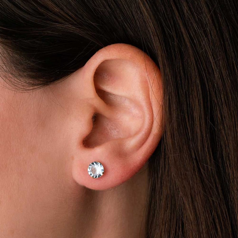 Boucles d'Oreilles Or 18 Carats 750 Jaune - Zirconiums Topaze Bleue - vue 2