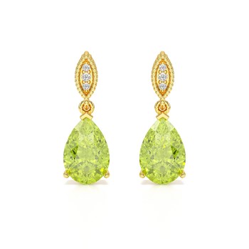 Boucles d'Oreilles Sophia Or 9 Carats et Péridot | Bijoux de Luxe ADEN avec Diamants