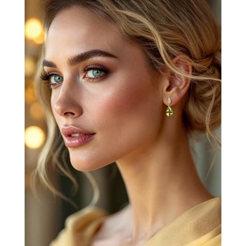 Boucles d'Oreilles Sophia Or 9 Carats et Péridot | Bijoux de Luxe ADEN avec Diamants