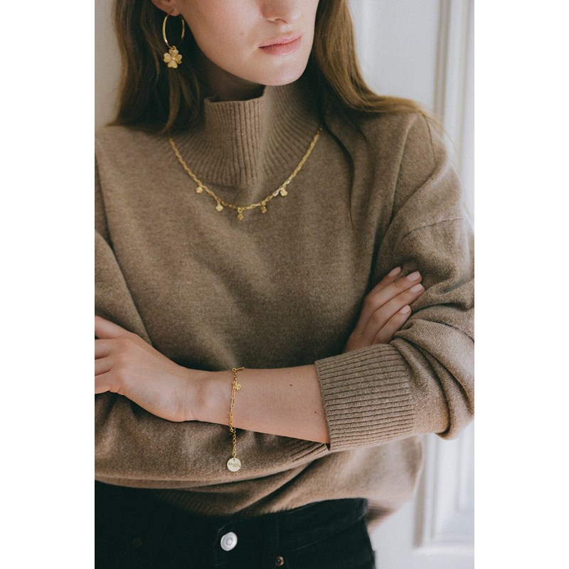 bracelet trèfles doré à l'or fin - LÉON - vue 4