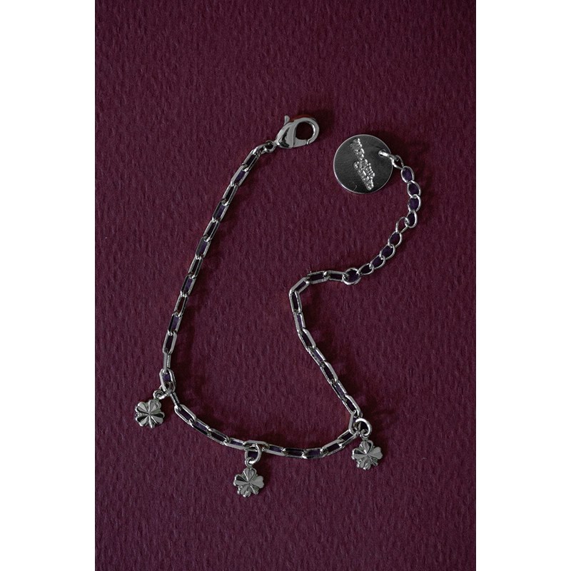 bracelet trèfles plaqué argent - LÉON - vue 2