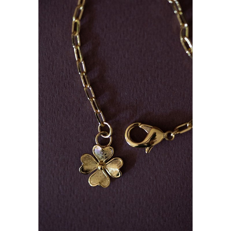 maxi bracelet trèfle doré à l'or fin - LÉON - vue 5