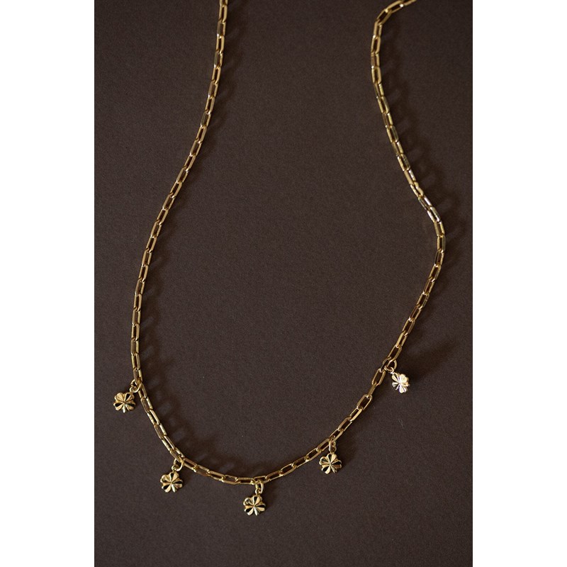 collier trèfles doré à l'or fin - LÉON - vue 3