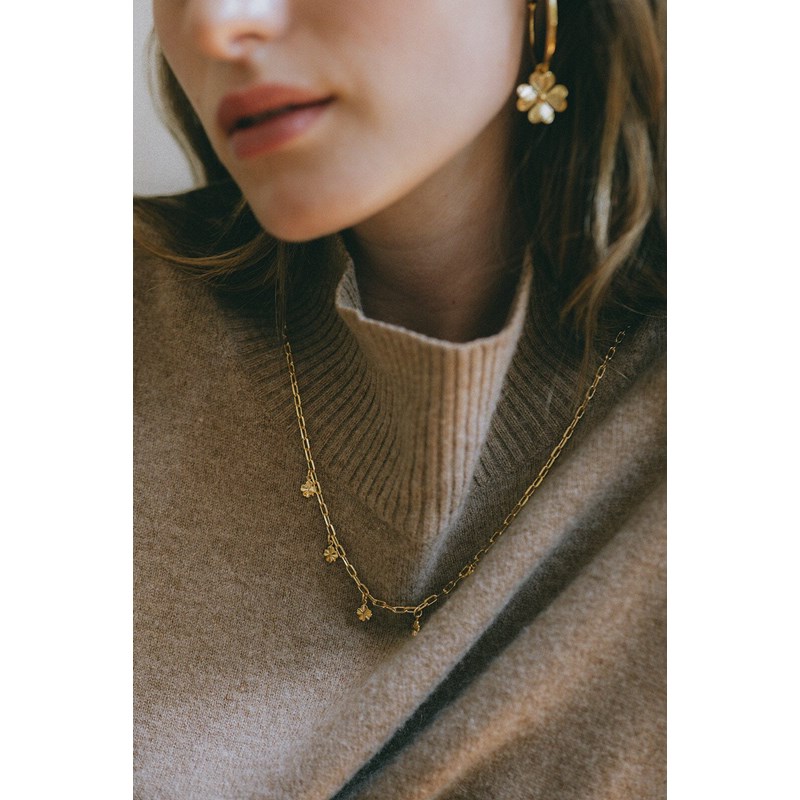 collier trèfles doré à l'or fin - LÉON - vue 4
