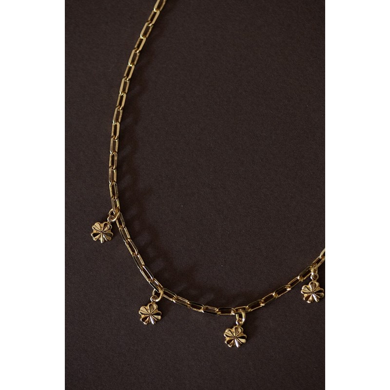 collier trèfles doré à l'or fin - LÉON - vue 5