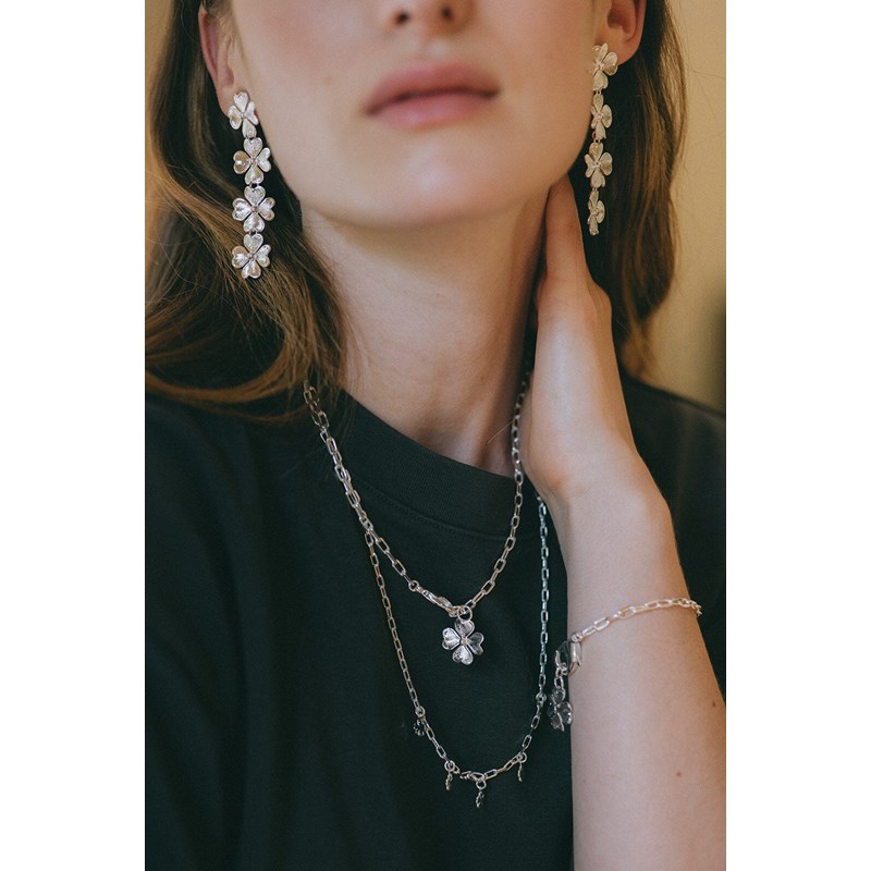 collier trèfles plaqué argent - LÉON - vue 5