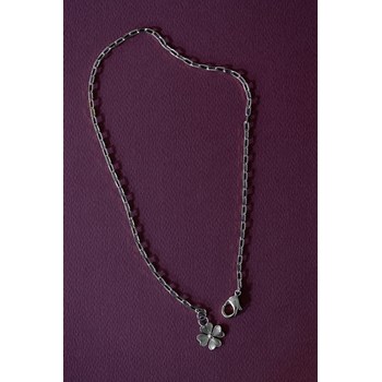 maxi collier trèfle plaqué argent - LÉON