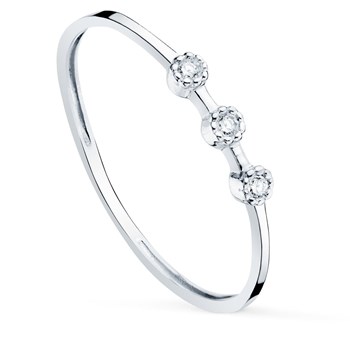 Ring 18 Carat Gold 750 White - Trilogy of Diamonds