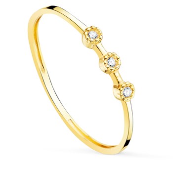 Ring 18 Carat Gold 750 Yellow - Trilogy of Diamonds