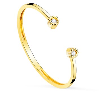 Ring 18 Carats Gold 750 Yellow - Set with Diamonds - Open