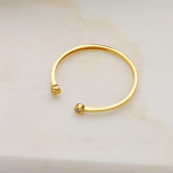 Ring 18 Carats Gold 750 Yellow - Set with Diamonds - Open