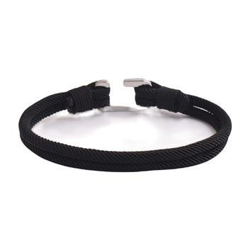 Bracelet Homme Double Corde Noir Attache Mousqueton