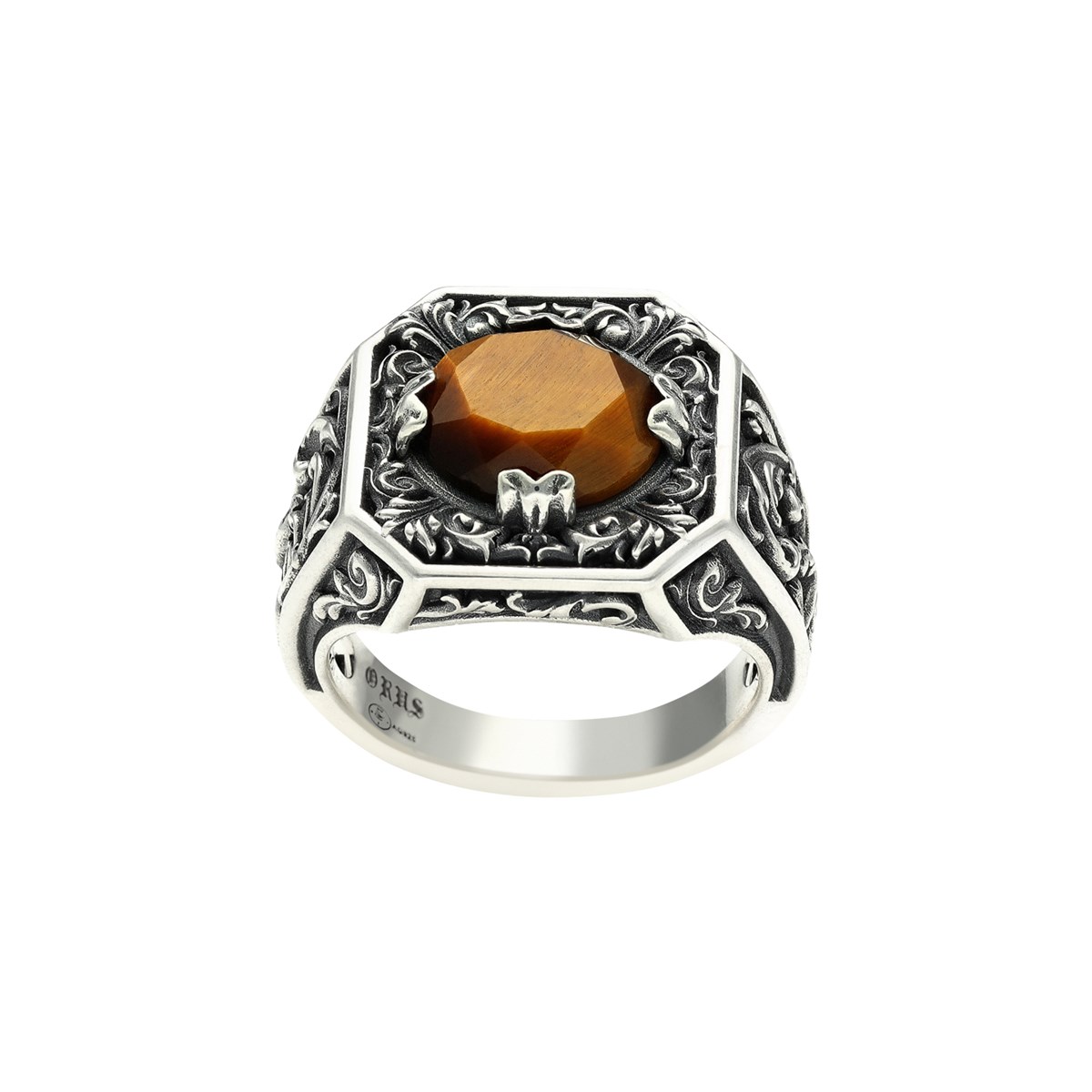 Bague Argent Homme Trône Du Roi Pierre oeil De Tigre