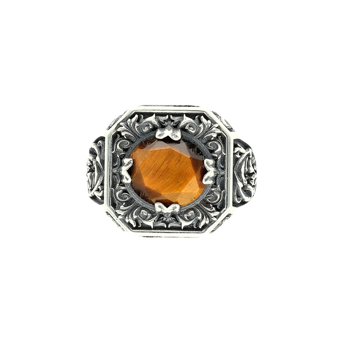 Bague Argent Homme Trône Du Roi Pierre oeil De Tigre - vue 3
