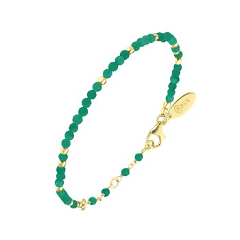 Bracelet Argent Doré Simple Perles Naturelles Onyx Vert