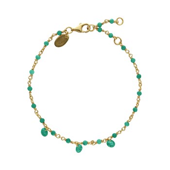 Bracelet En Argent Doré Pierre Naturelle Onyx Vert Pampilles Onyx Vert