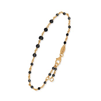 Bracelet En Argent Rhodié Cascade Pierre Spinelle Noire