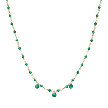 Collier En Argent Doré Pierre Naturelle Onyx Vert Pampilles Onyx Vert