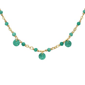 Collier En Argent Doré Pierre Naturelle Onyx Vert Pampilles Onyx Vert