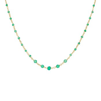 Collier Argent Doré Cascade Pierre Onyx Vert