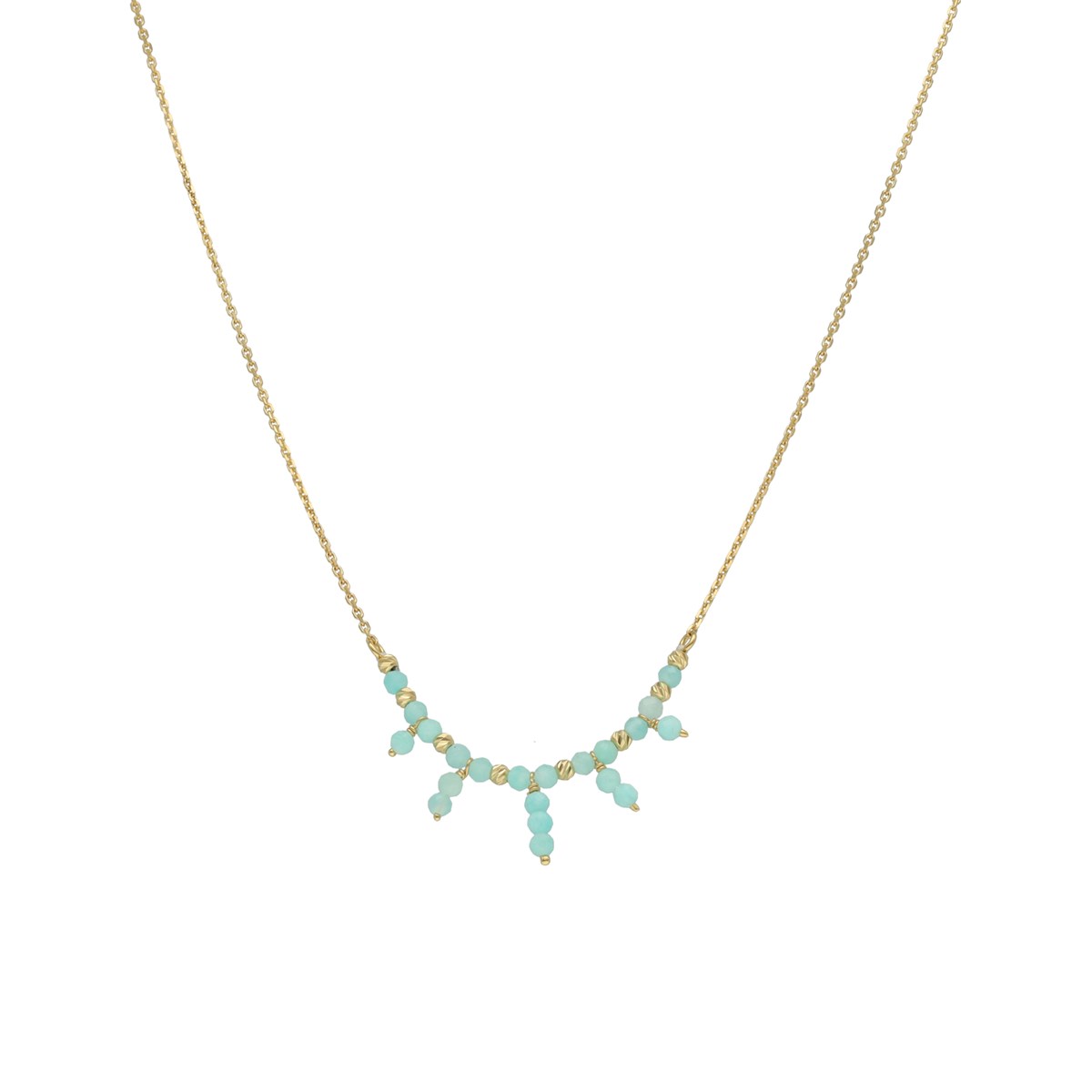Collier Argent Doré Pierre Fine Amazonite