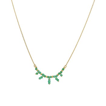 Collier Argent Doré Pierre Fine Onyx Vert