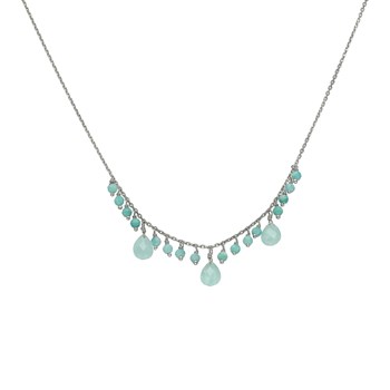Collier Argent Rhodié Pierre Pampille Amazonite