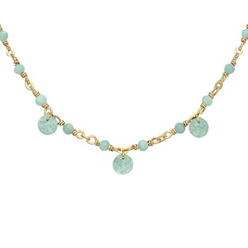 Collier En Argent Doré Pierre Naturelle Amazonite Pampilles Amazonite
